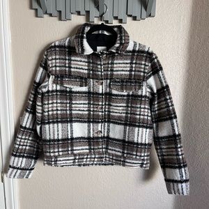 Joie new cropped brown plaid jacket, small